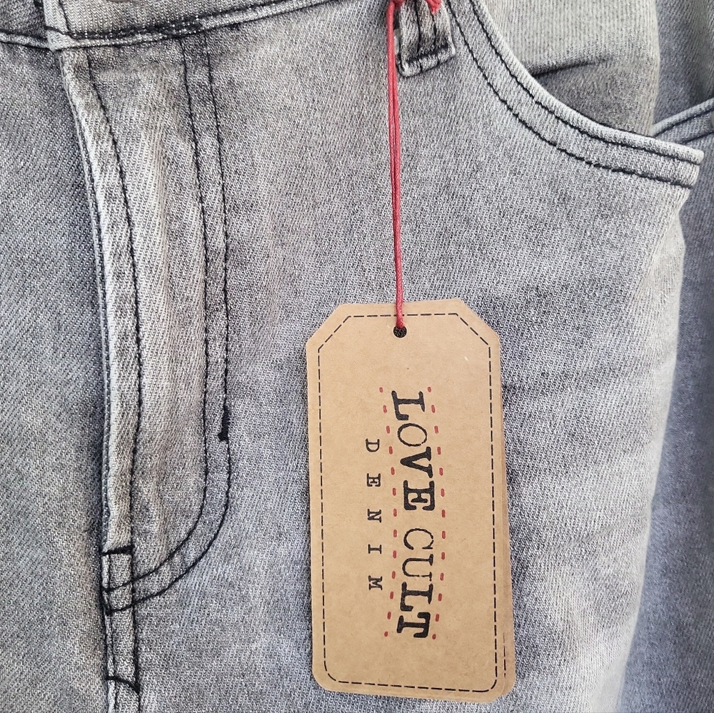 NWT Love Cult Gray High Rise Wide Leg Jeans Sz 15 Juniors / 34" Waist - Picture 6 of 8